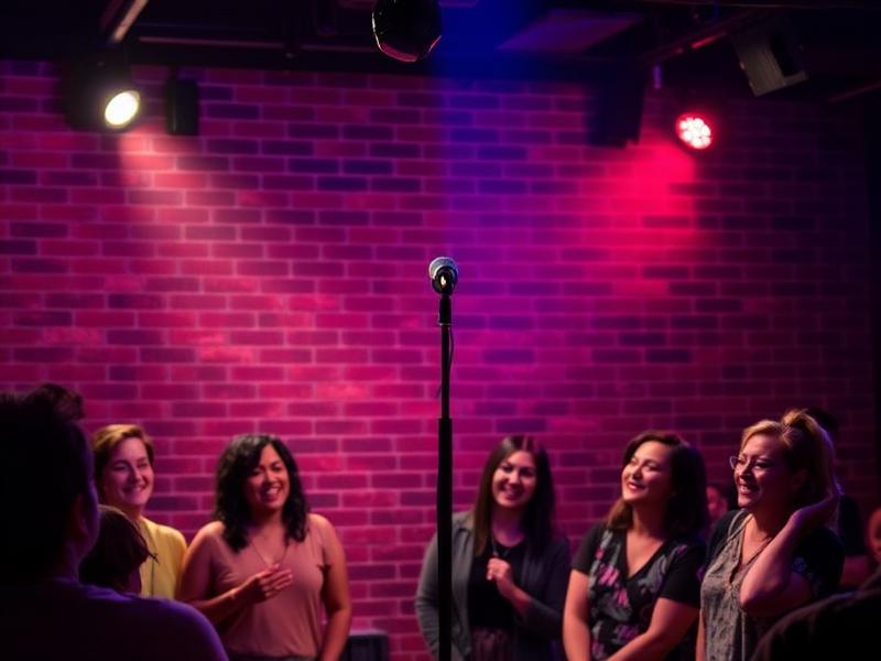 Melissa McCarthy - Comedy club stage with brick wall backdrop and spotlight