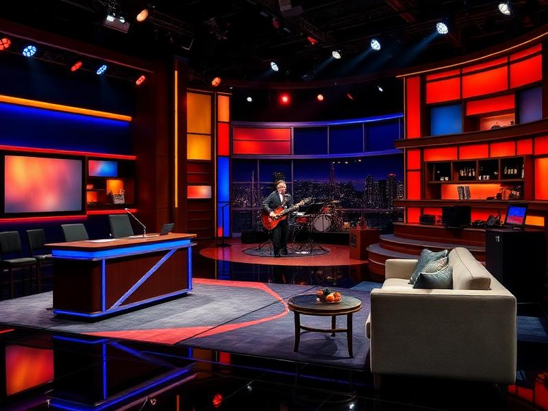 Melissa McCarthy - Late night talk show set with colorful stage design