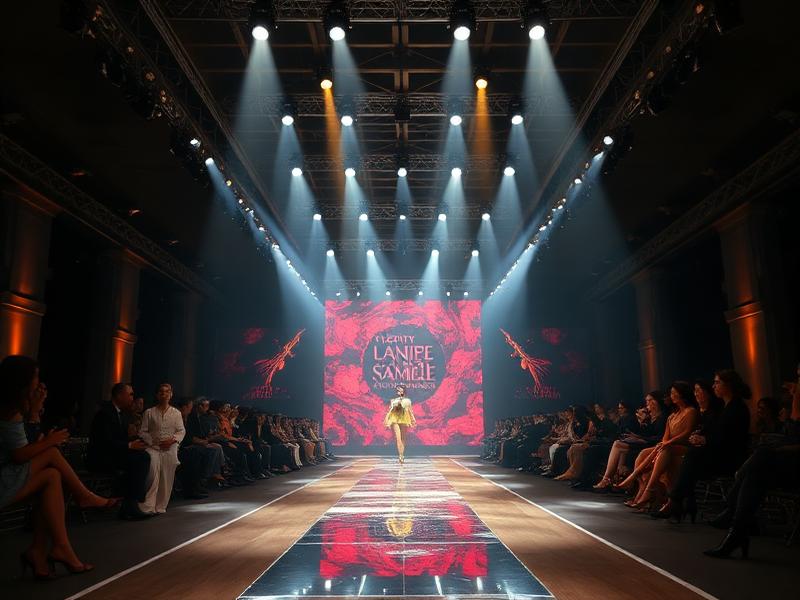 Kourtney Kardashian - High fashion runway with spotlights and designer clothing