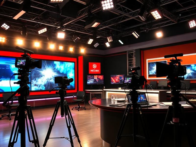 Don Lemon - Television broadcast studio with cameras and production lighting