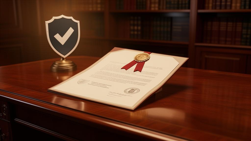 Legal privacy document with official seal on professional desk