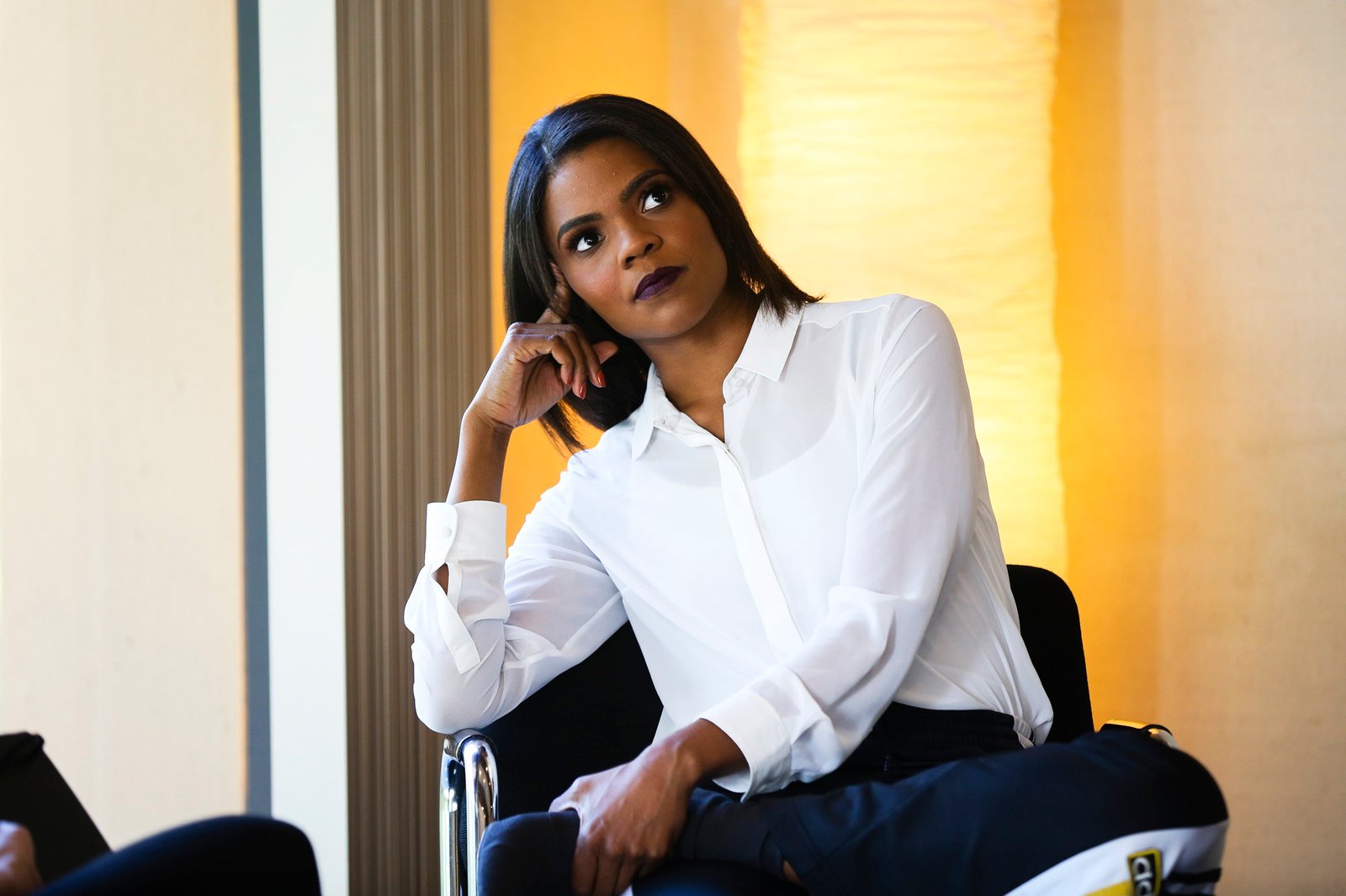 Candace Owens is seen during an interview with NBC News reporter Brandy Zad...